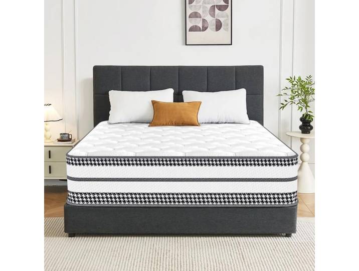 Matelas 140x190 cm Fermeté H3 Mousse à Mémoire de Forme et Ressorts Ensachés Indépendants Soulage le dos Améliore le Sommeil