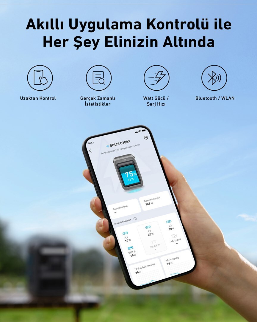 Anker SOLIX C300X Powerstation in zwart en grijs met wifi en bluetooth