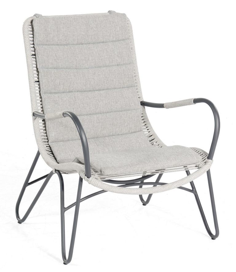MUESING Lounge-Sessel Charité Kunststoffgeflecht Polyrope silbergrau inkl. Kissen Sonnen 16906070