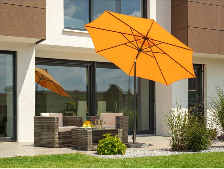 Sonnenschirm SCHNEIDER SCHIRME Harlem , orange, Obermaterial: 100% Polyester, Standschirme, Sonnenschirm, ohne Schirmständer