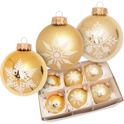 Weihnachtsbaumkugel OTTO HOME "Glaskugelsortiment", gold, Ø:8cm, Glas, Pappe, Weihnachtsbaumkugeln