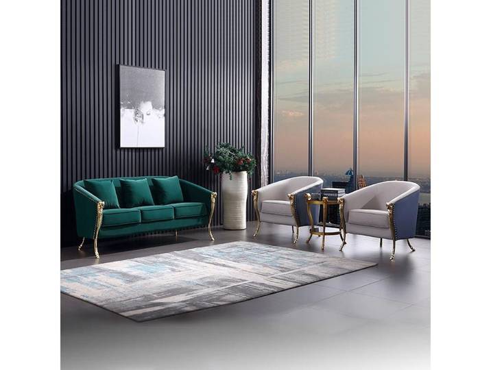 JVmoebel Polstergarnitur Elegante grüne Sofagarnitur aus hochwertigen Materialien, (Set, 3-tlg., Sofa 3-Sitzer/x2 Sessel), Made in Europa