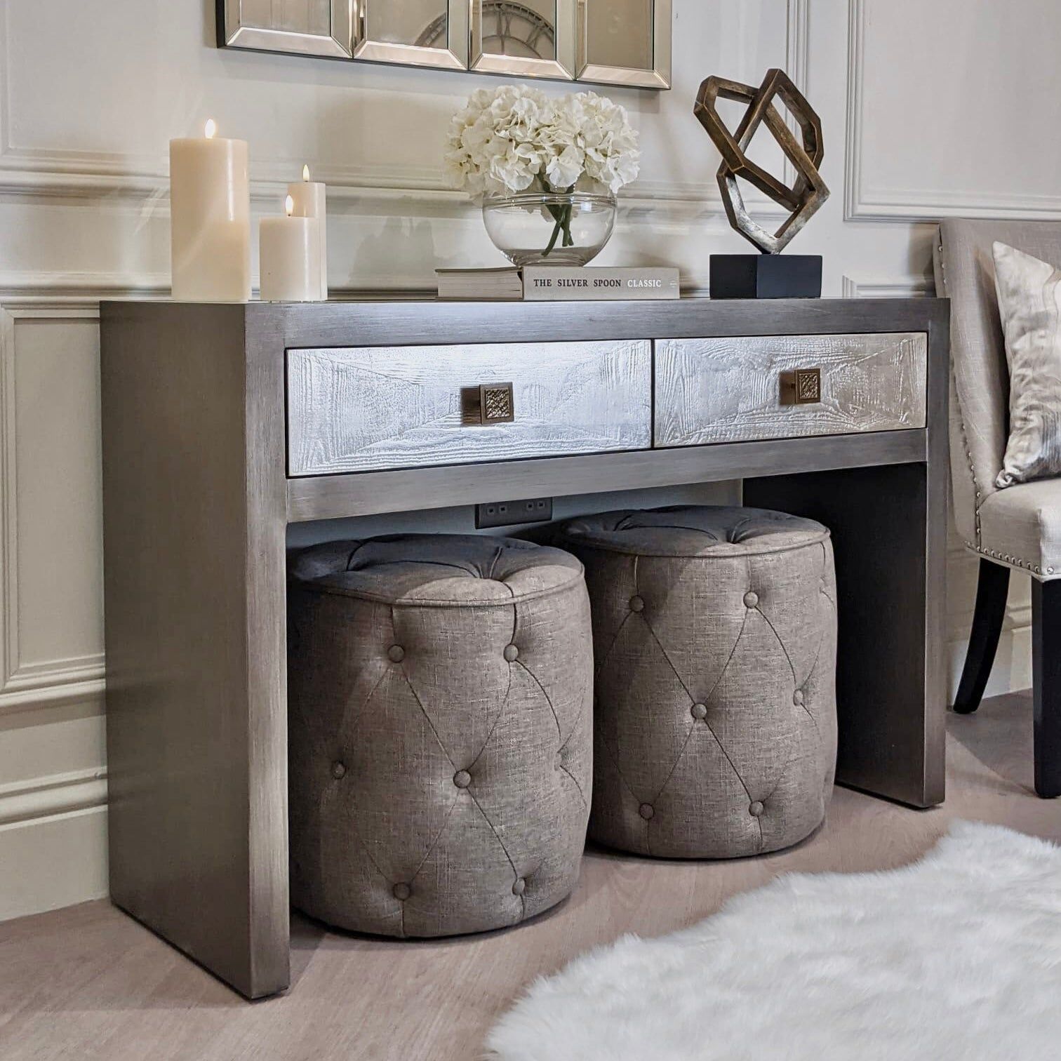 Lockett Premium Silver & Bronze Console Table