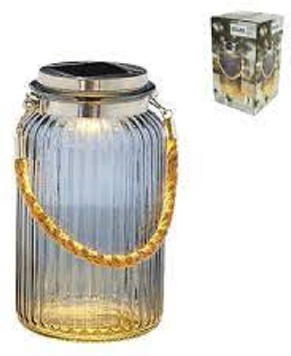 Solar windlicht in glas - Paars