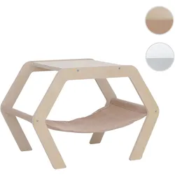 Katzenbett HWC-Q60, Plattform Haustierliege Katzenmöbel Ablage, Holz FSC® 41x59x39cm ~ natur, Hängematte beige