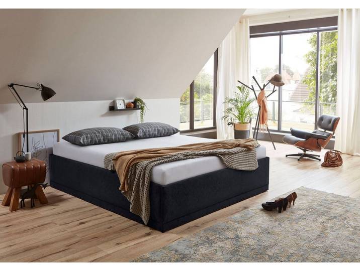 Westfalia Schlafkomfort Polsterbett Texel, Standardhöhe mit Zierkissen, Bettkasten bei Ausführung mit Matratze