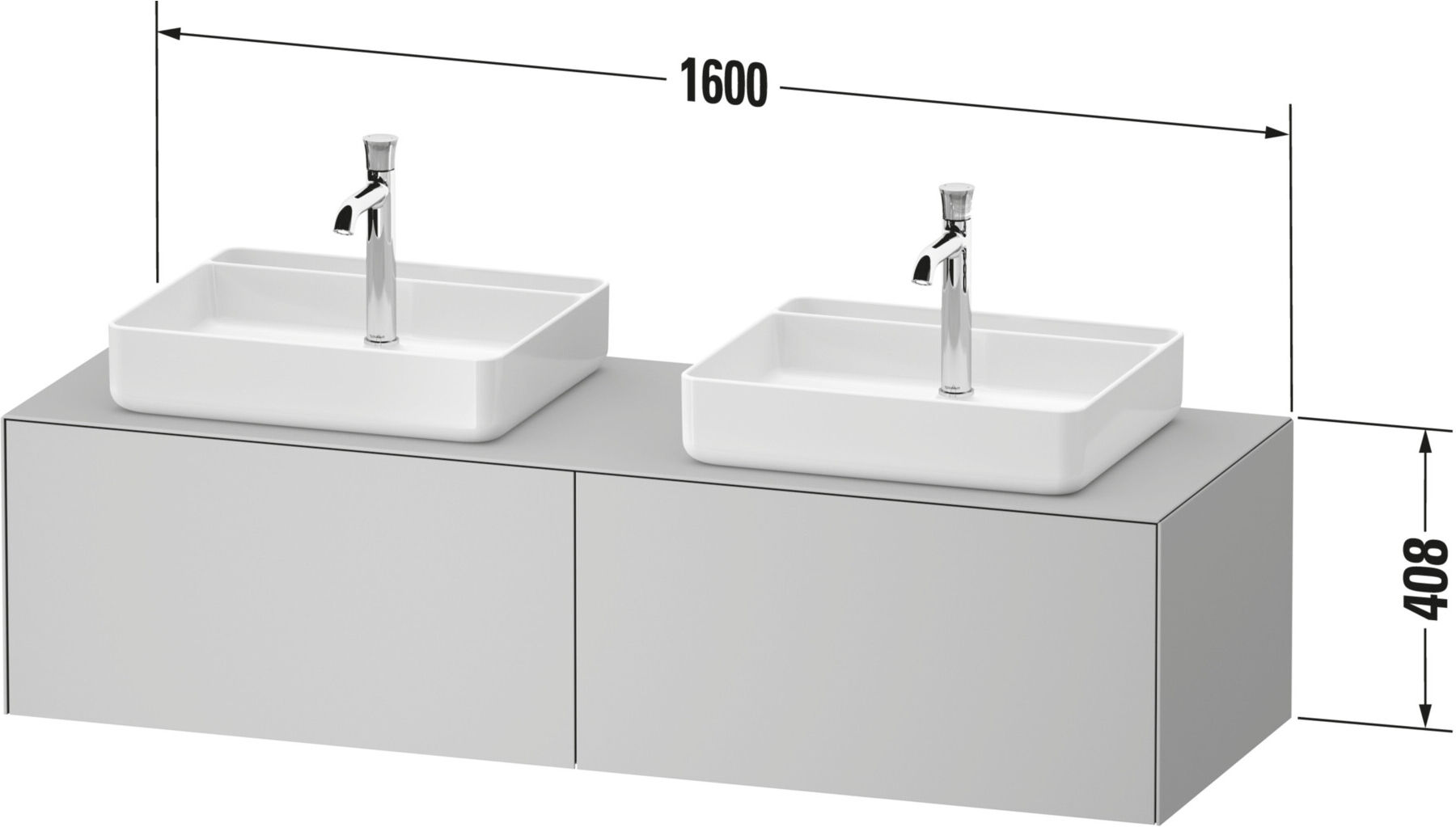 Duravit Waschtischunterschrank White Tulip 160x55cm, 2 A, T sm, k Ei/o Beleucht. (WT4865B60600000)