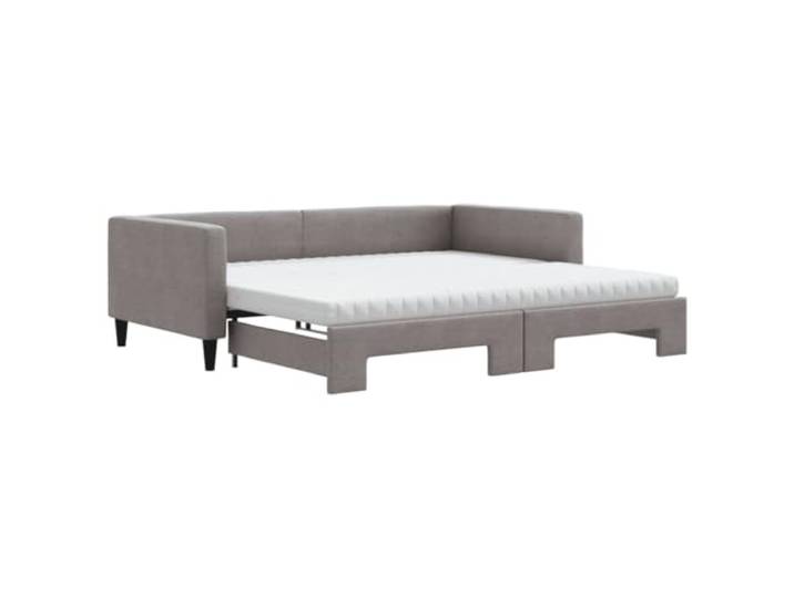 PUGYNBK Schlafsofa Nido 2-in-1 mit Matratze, Taupe Struktur aus Holz und Metall, Lattenrost, 2 Schaumstoffmatratzen, für Wohnzimmer oder Schlafzimmer