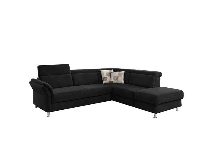 Ecksofa Calang Webstoff Schwarz/Schwarz Webstoff 267 x 97 x 228cm Ottomane davorstehend rechts Keine Funktion Modern