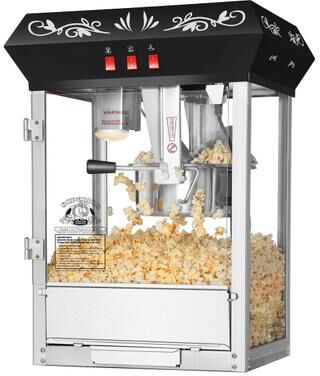 Countertop Popcorn Machine- Antique Style Movie Night Popper- 8oz Kettle & Old Maids Drawer by Superior Popcorn Company (Black)