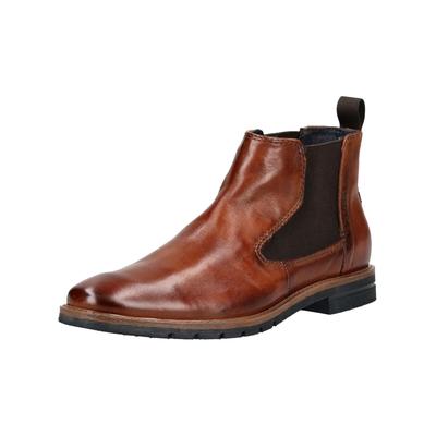 Stiefelette BUGATTI "bugatti Stiefelette Leder/Textil", Damen, Gr. 48, braun (cognac), Leder, Textil, Schuhe Stiefelette