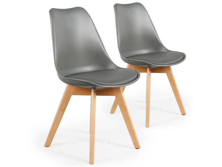 MENZZO Lot de 2 chaises style scandinave Bovary Gris