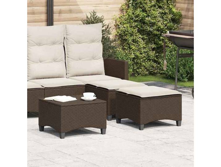 Tabourets jardin coussins 2pcs marron 55x55x36cm résine tressée siège de jardin sièges d'extérieur tabouret cube 4108247