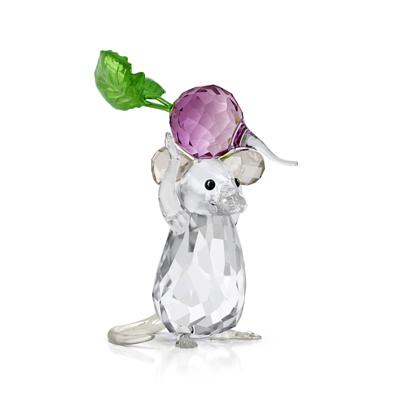 Dekofigur SWAROVSKI "Kristallfigur Sammelfigur IDYLLIA Maus und Radieschen", lila (kristallweiß, grün, lila, grau, schwarz), Dekofiguren, Swarovski Kristall, Swarovski Kristall