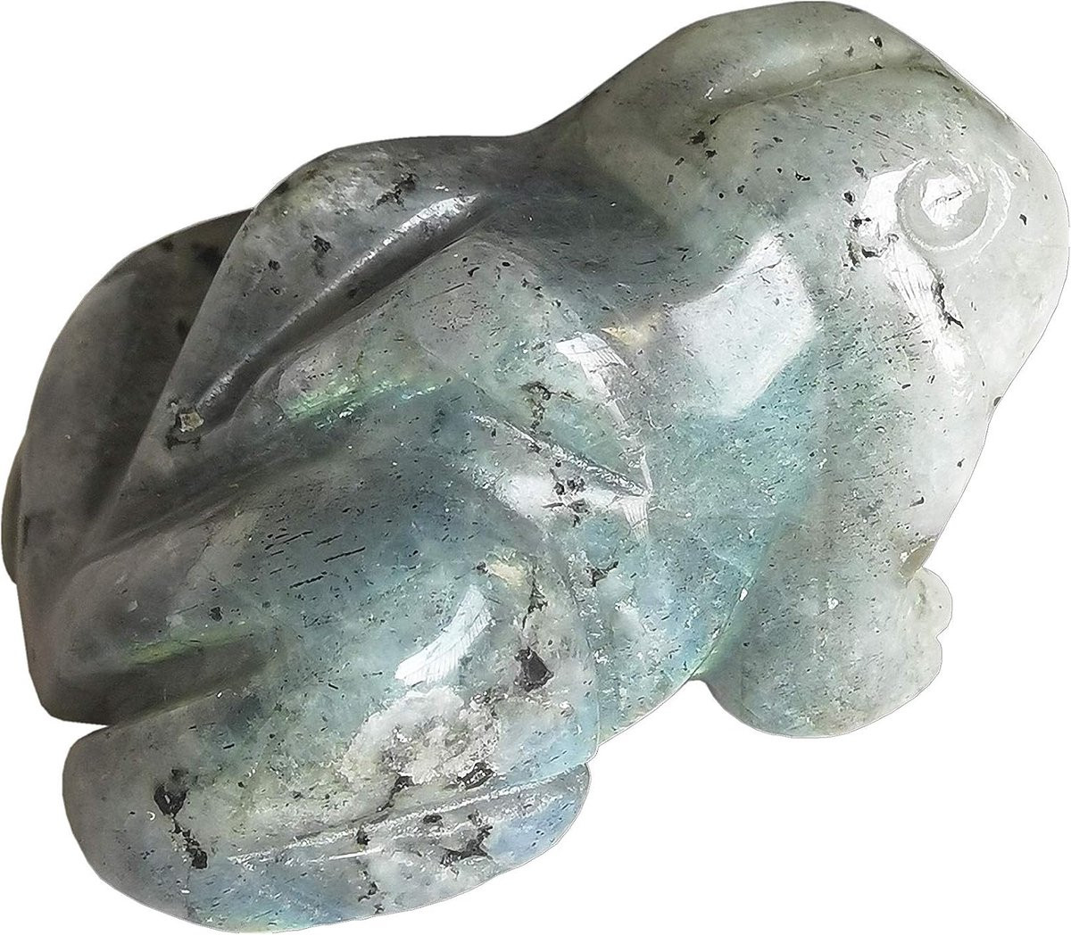 Handgesneden maansteen kikkerkristal 38 mm - Natuurlijke decoratieve figuur - ShopVlot