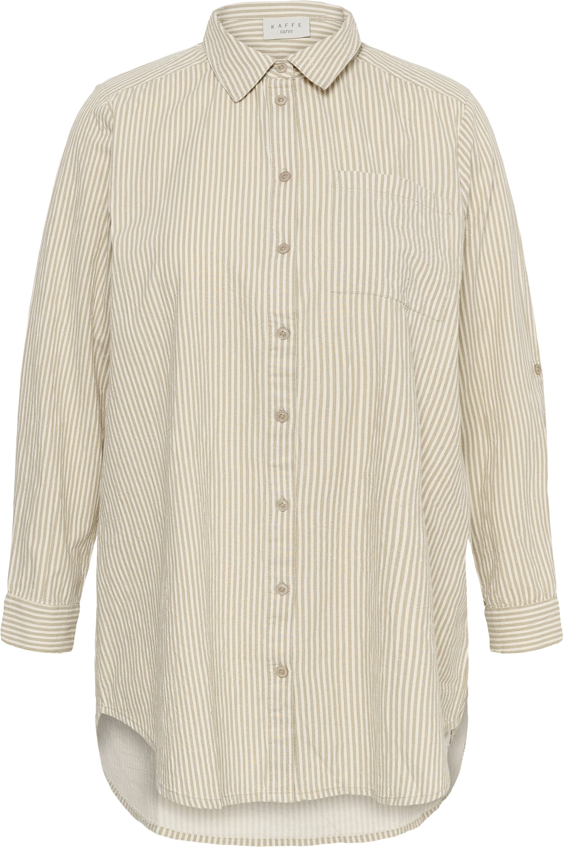Tunika KAFFE CURVE "Damen Tunika KCnana", Damen, Gr. 50, beige (chincilla, weiß stripe), Obermaterial: 100% Baumwolle CO., Tuniken Tunika