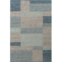TISCA Webteppich Loft 170 x 240 cm Schurwolle Blau