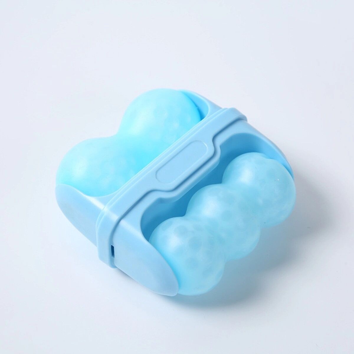 INF Rouleau à glace facial double tête - Appareil de massage facial et oculaire portable en plastique rafraîchissant Bleu