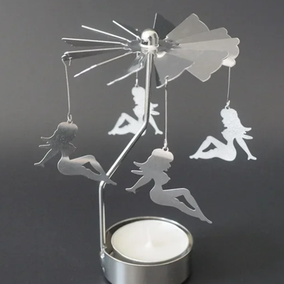Inspire Daily Merch Candelabra Christmas Decorations Spinning Rotary Metal Carousel Tea Light Candle Holder Stand Light For Home beauty