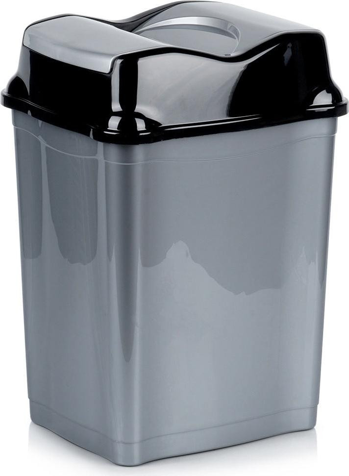 Orion plastic afvalcontainer met deksel, grijs