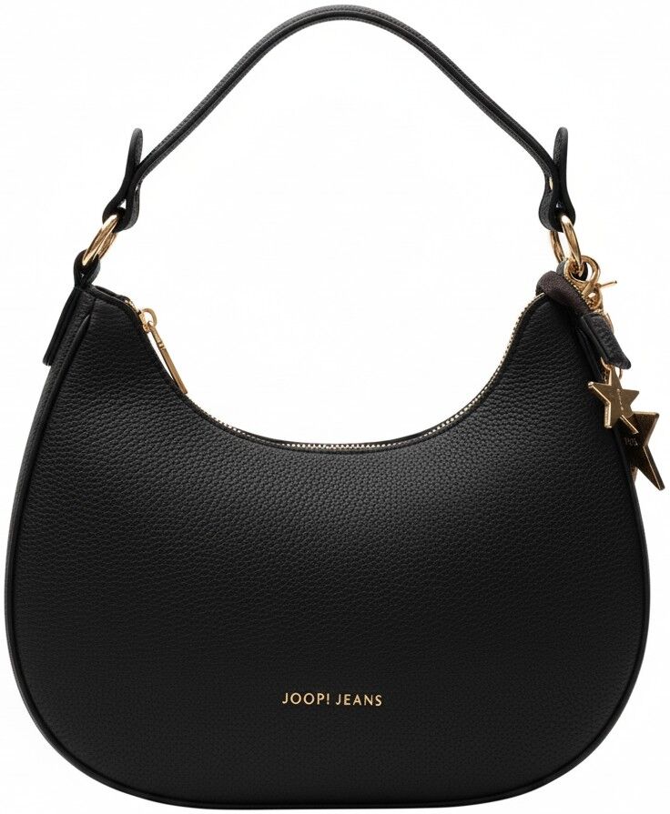Hobo JOOP JEANS "salve aja hobo xshz", Damen, Gr. B/H/T: 24cm x 18,5cm x 6cm, schwarz, Polyurethan (PU), Taschen Hobo, Damen Hobo mit Reissverschluss schwarz B/H/T: 24cm x 18,5cm x 6cm