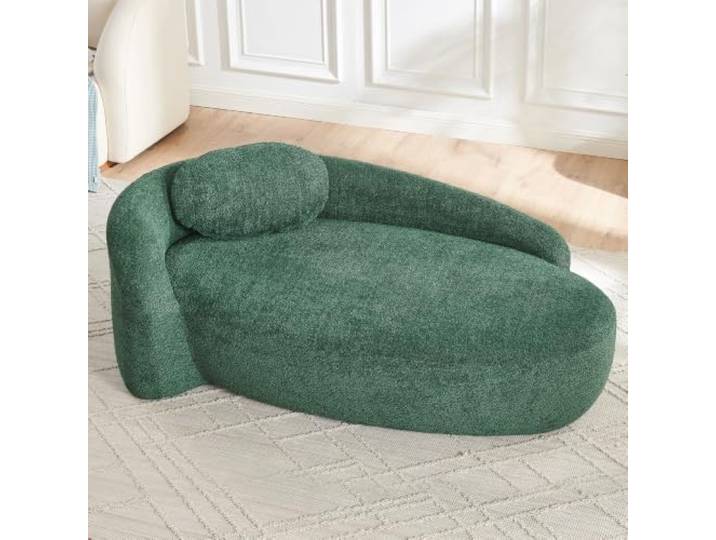 I0I&I0I Minimalistisches Teddy Sofa mit Runddesign Weich gepolstert, Kissen, Vielseitig für Wohnzimmer, Schlafzimmer und Studio (Green + Teddy + 2 Seat + Foam)