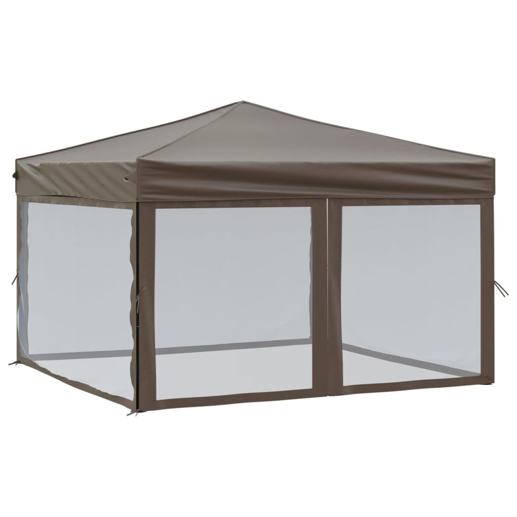 vidaXL Partytent inklapbaar met zijwanden, taupe, 3x3 meter