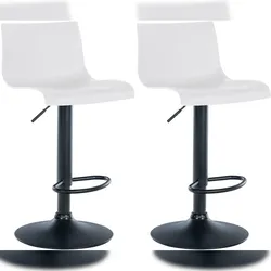 Décoshop26 - Set aus 2 schlichten Barhockern mit weißen Kunststoff-Fußstützen und schwarzen Metallbeinen 10_0004048
