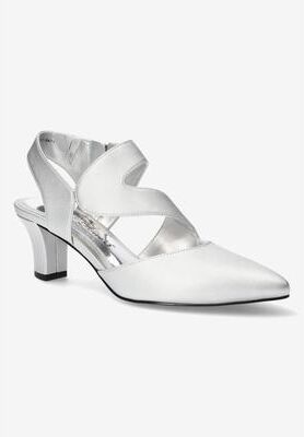 Women's Venue Pumps by Easy Street in Silver Satin (Size 12 M)