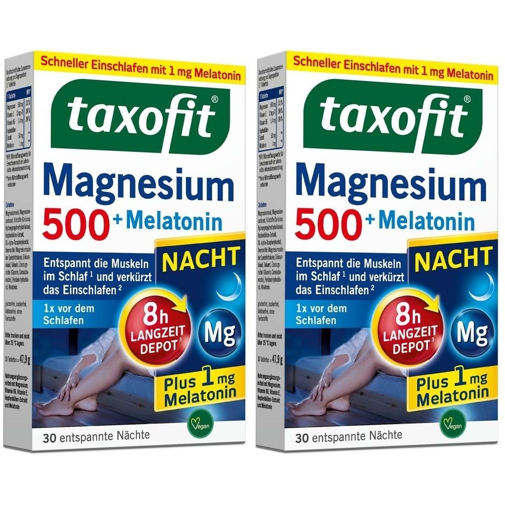 Taxofit Magnesium 500 Nacht+Melatonin Tabletten 2x 2x30 St