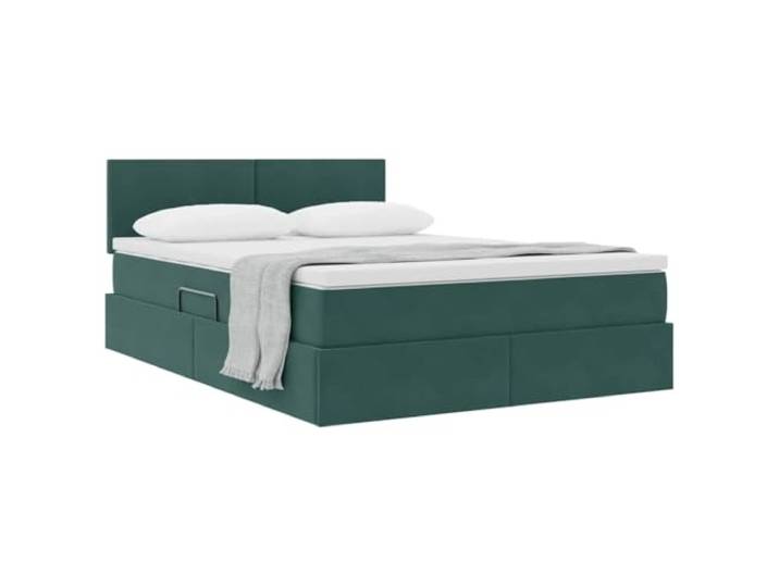 KTHLBRH Doppelbett Samt Dunkelgrün 140 x 200 cm Hydraulisches Heben, integrierter Behälter, Matratze inklusive, Gestell aus Metall
