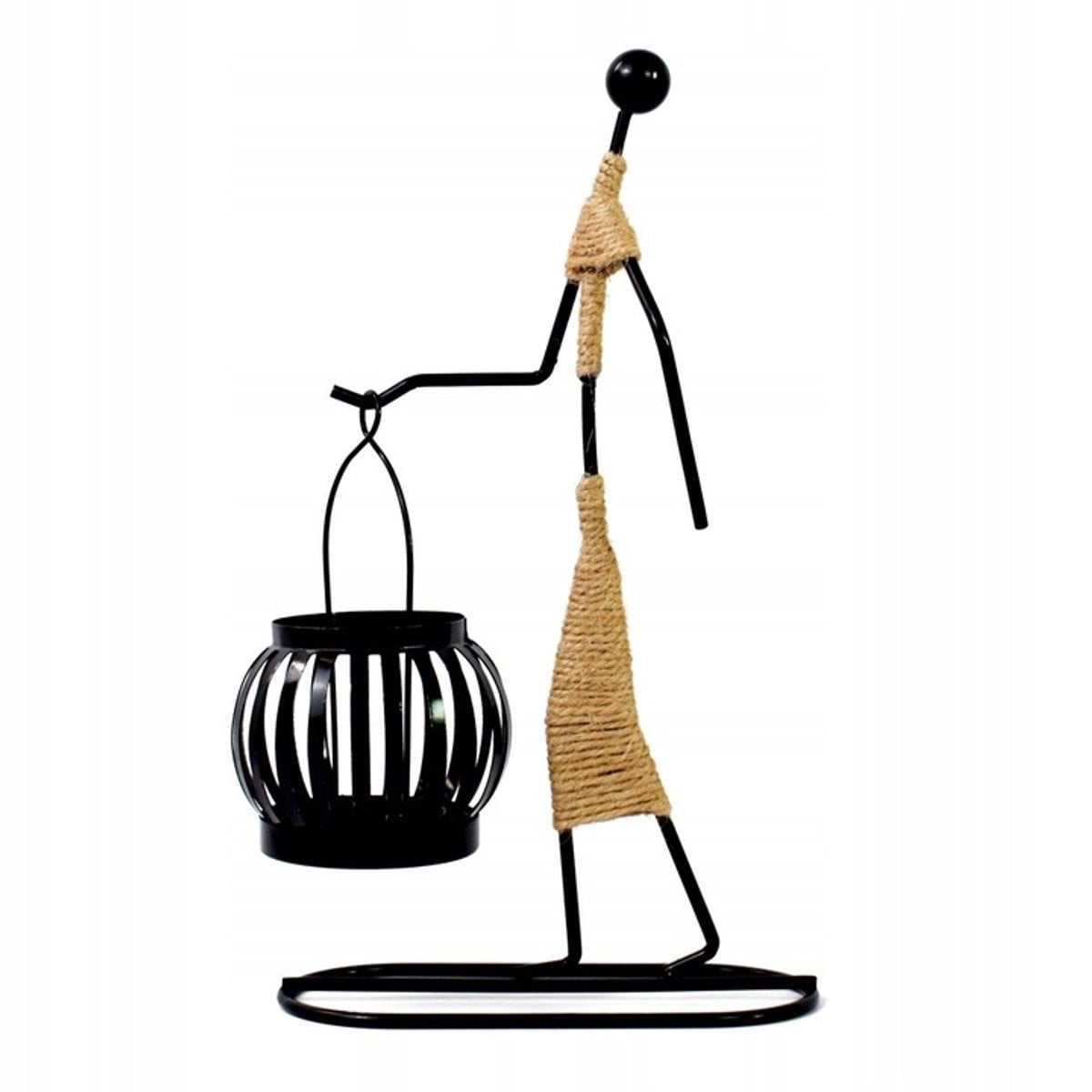 Unieke IJzeren Kandelaar met Meisjesfiguur - Zwart