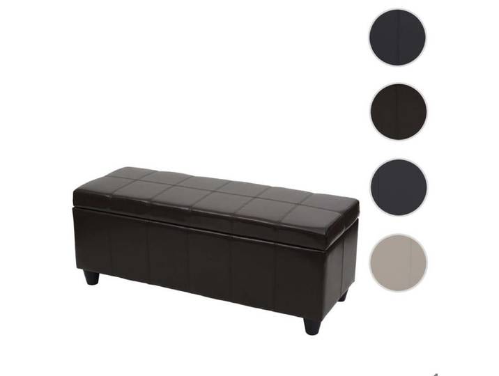 Banc/banquette/coffre de rangement Kriens 114x45x45cm similicuir ~ marron