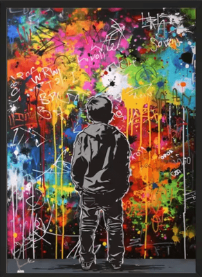 Inspire Picks Banksy Style Graffiti Canvas Print Modern Urban Street Art Wall Poster Frameless 023 50x70cm
