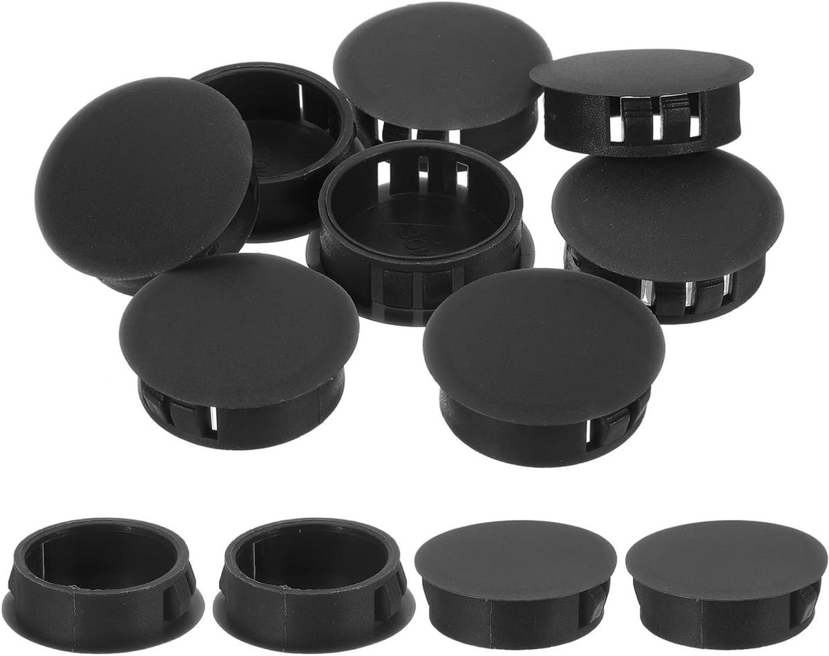 18 stuks Nylon Afdekkappen voor Boorgaten - Blinde Stoppen voor Meubels - 30 mm - Zwart