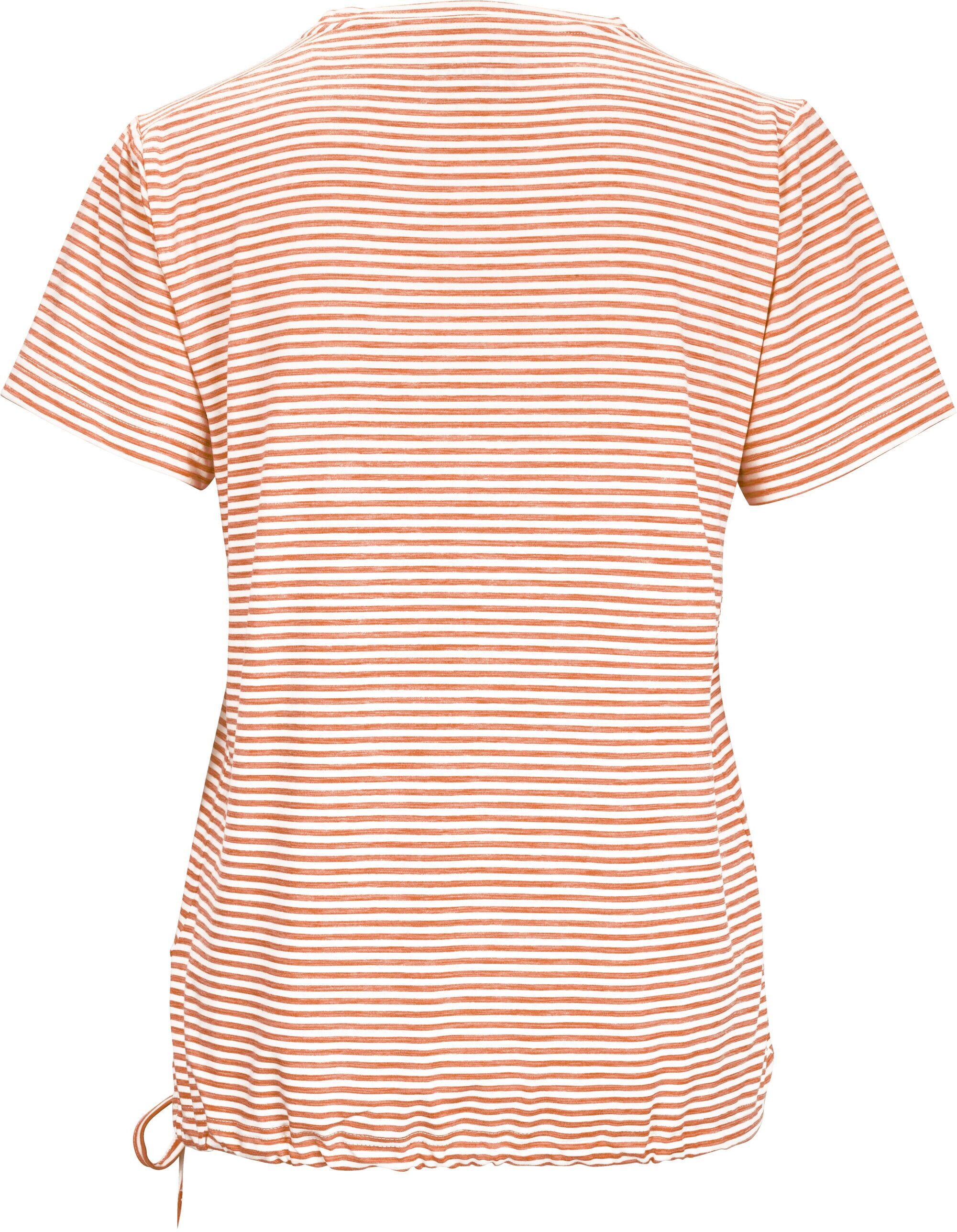 T-Shirt KILLTEC "WMN TSHRT F", Damen, Gr. 40, rot (lachs), Obermaterial: 94% Polyester, 6% Elasthan, Rundhals, Shirts T-Shirt, Gestreiftes, schnelltrocknendes Funktionsshirt mit verstellbarem Saum lachs 40