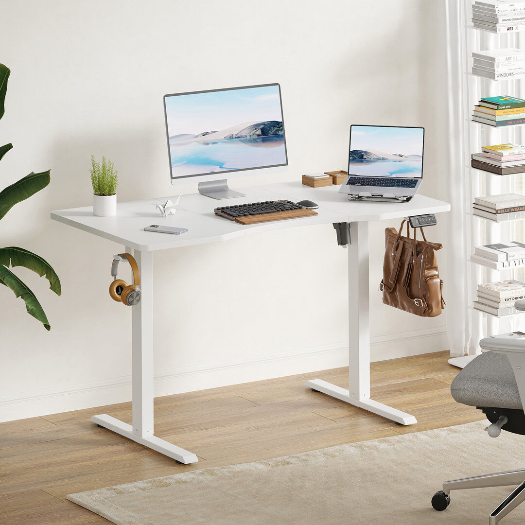 Inbox Zero Buchholtz 120cm W Board Height Adjustable Rectangle Standing Desk White 120cm W X 60cm D