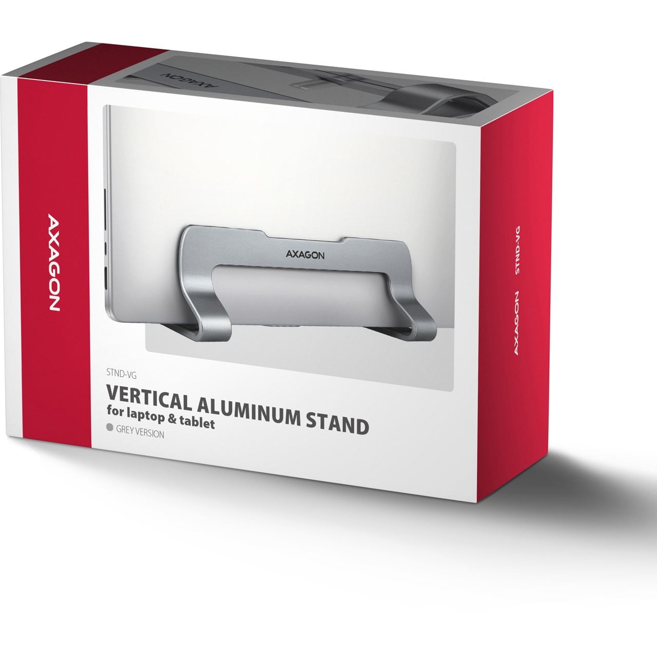 AXAGON STND-VG Vertikaler Laptop-Ständer, einstellbare Breite, Aluminium - grau