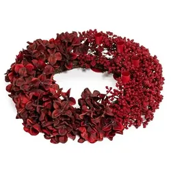 ABELLA Flora künstl. Dekokranz Hortensien & Beeren 4 Stabkerzenhalter Ø 50cm