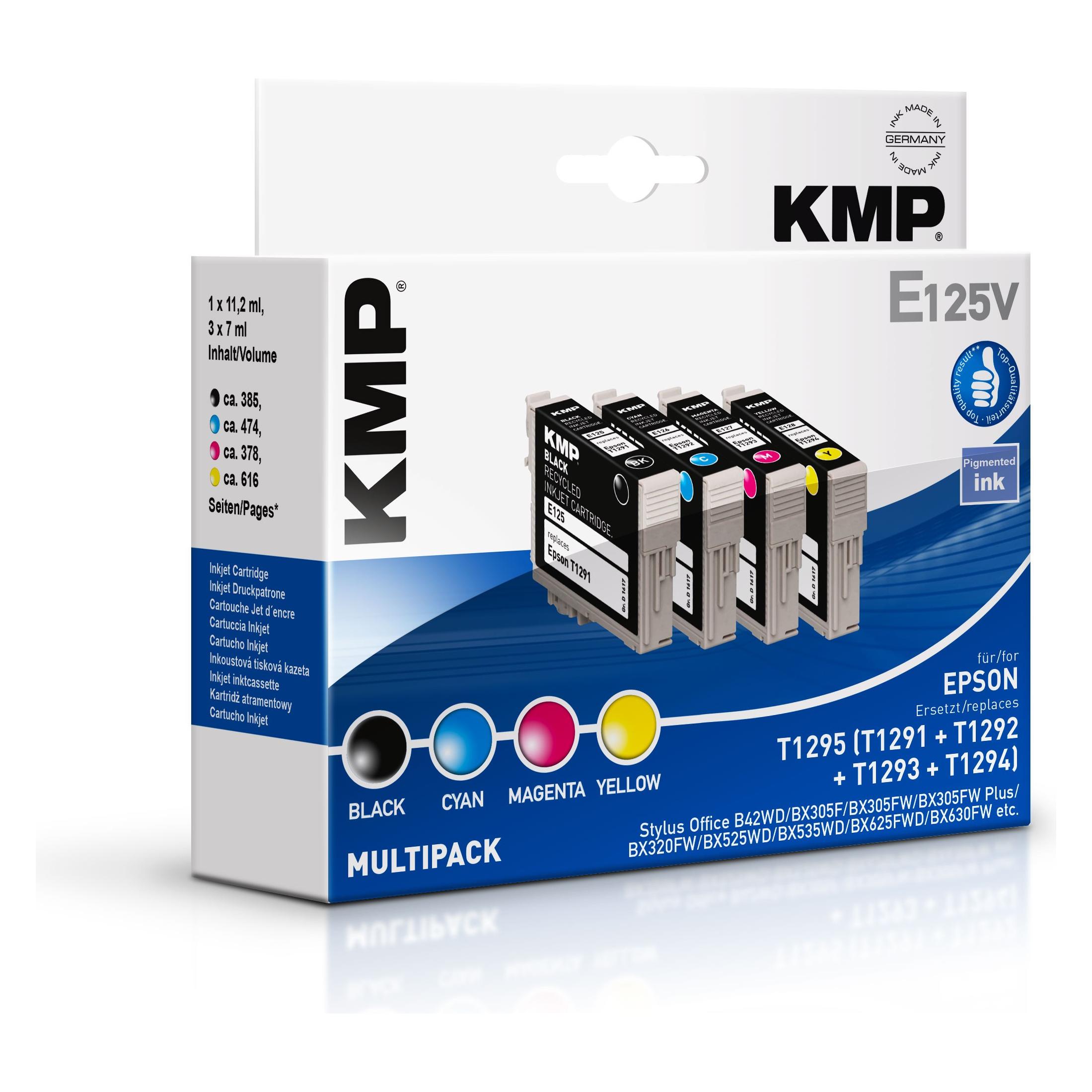 KMP E125V Multipack BK/C/M/Y kompatibel mit Epson T 129 (BK, C, M, Y) (1617,4050)