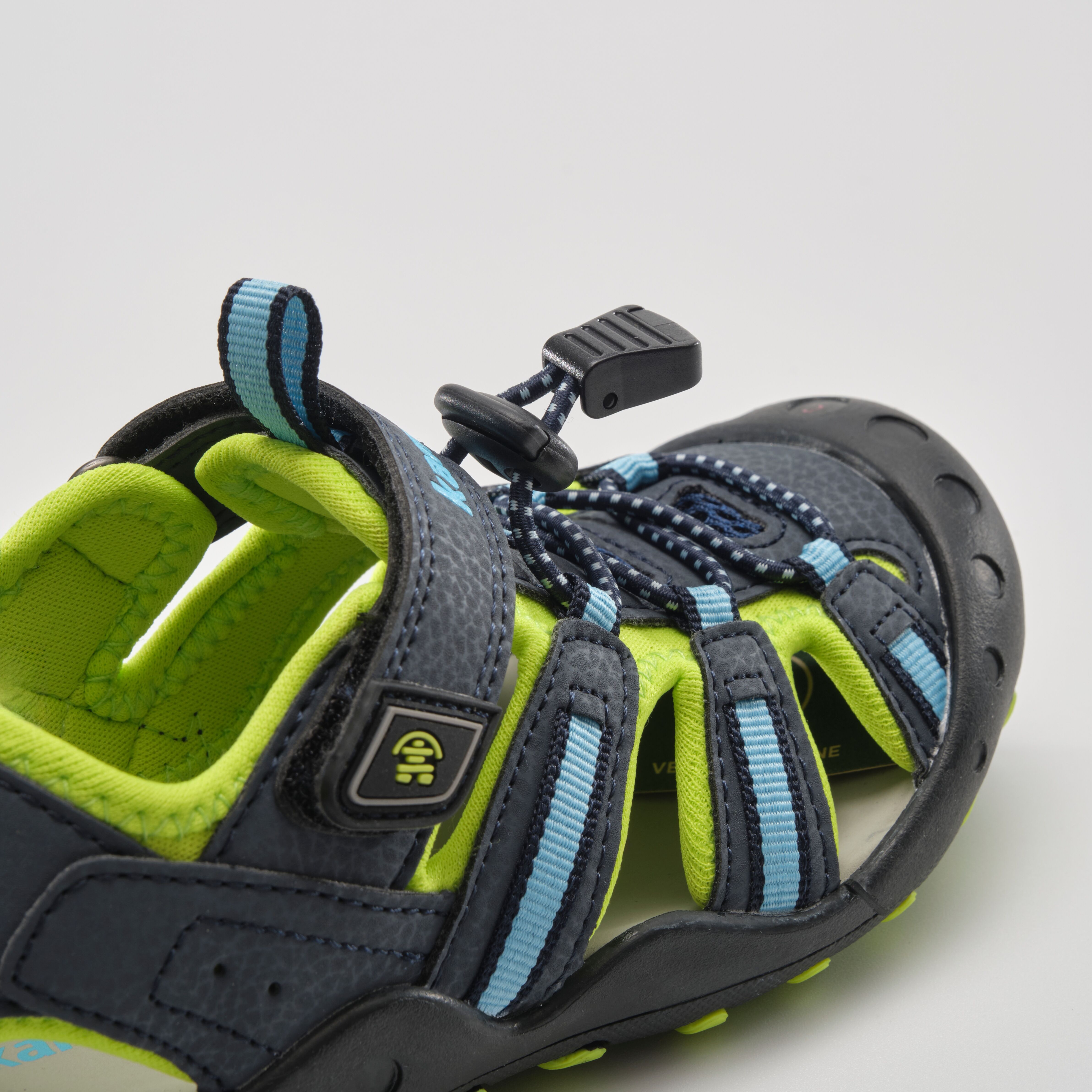 Sandale KAMIK "CRAB", Mädchen, Gr. 30, blau, Leder, Synthetik, Schuhe Sandale, mit Zehenschutz, salzwasserbeständig, maschinenwaschbar,latexfrei blau 30