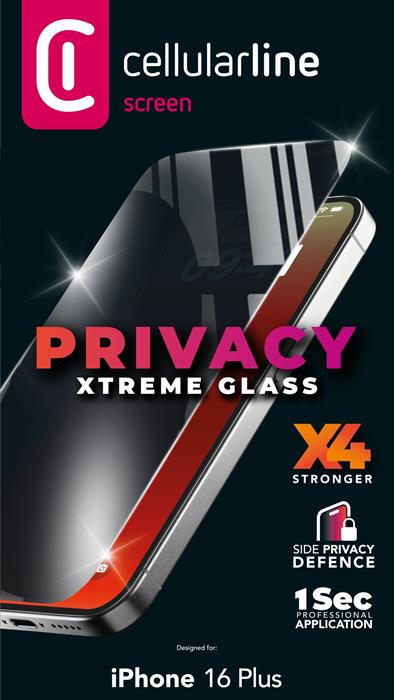 Cellular Line Vetro Temperato Con Filtro Privacy iPhone 16 Plus-trasparente