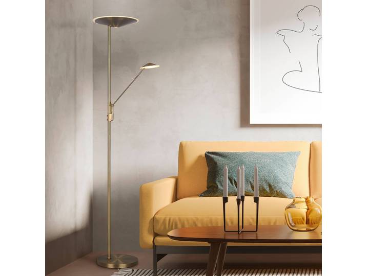 Trio Lighting LED Stehlampe Brantford, dimmbar, bronze / altmessing, für Wohn- / Esszimmer, Metall, Modern
