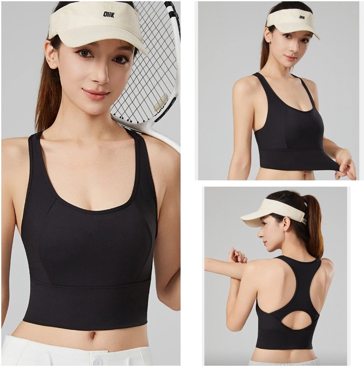 INF Hochintensive, schnell trocknende Nylon-Sportweste mit integriertem Cup – Unterstützendes Top für Laufen, Yoga und Fitness L Schwarz