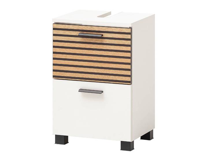 Meuble sous-vasque porte abattante 40 x 61 x 35cm Blanc/Blanc