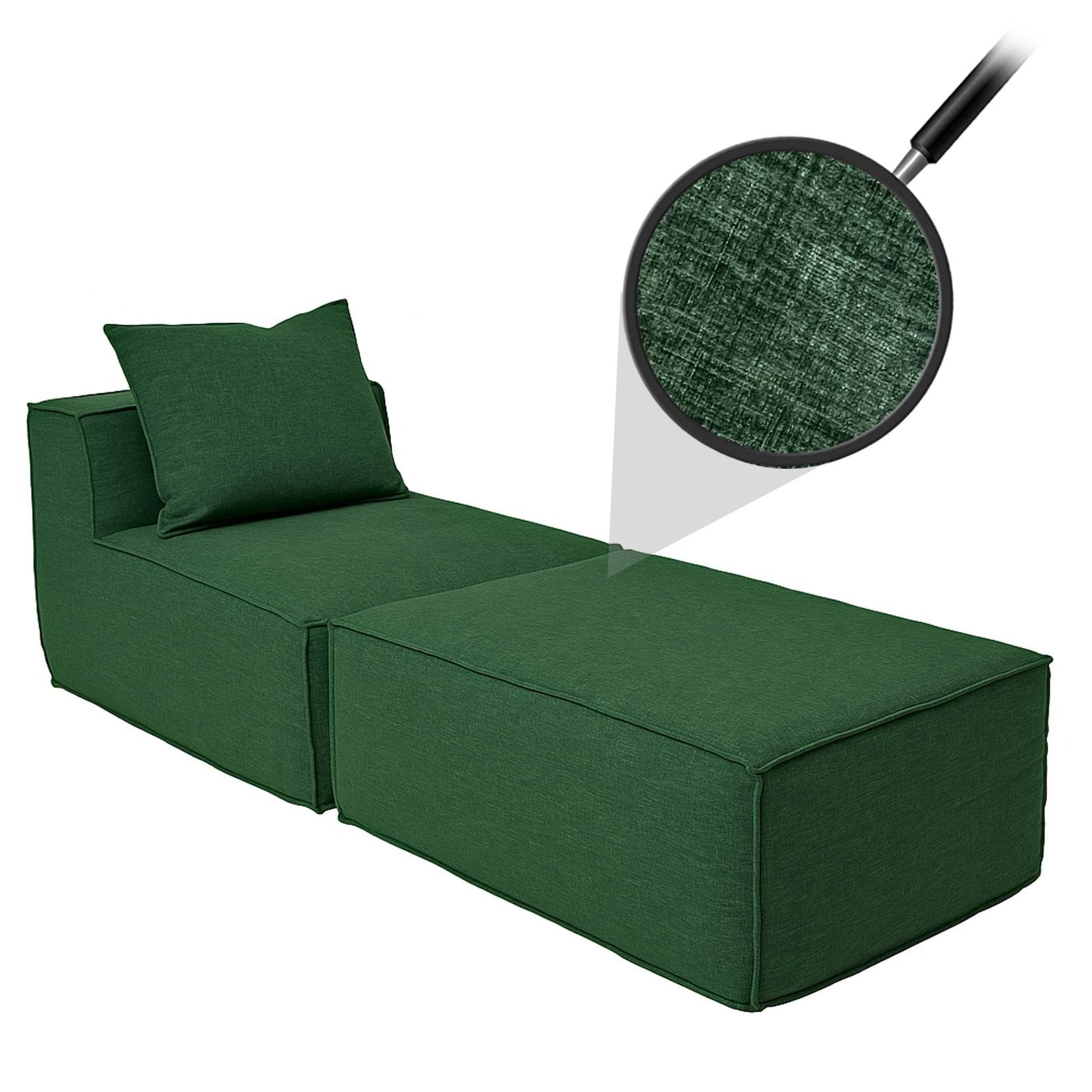 Chaiselongue/Zubehör für Sofa MCW-O54, Sessel Ottomane Recamiere, Stoff/Textil (300g/m²) 63x75x194cm ~ grün