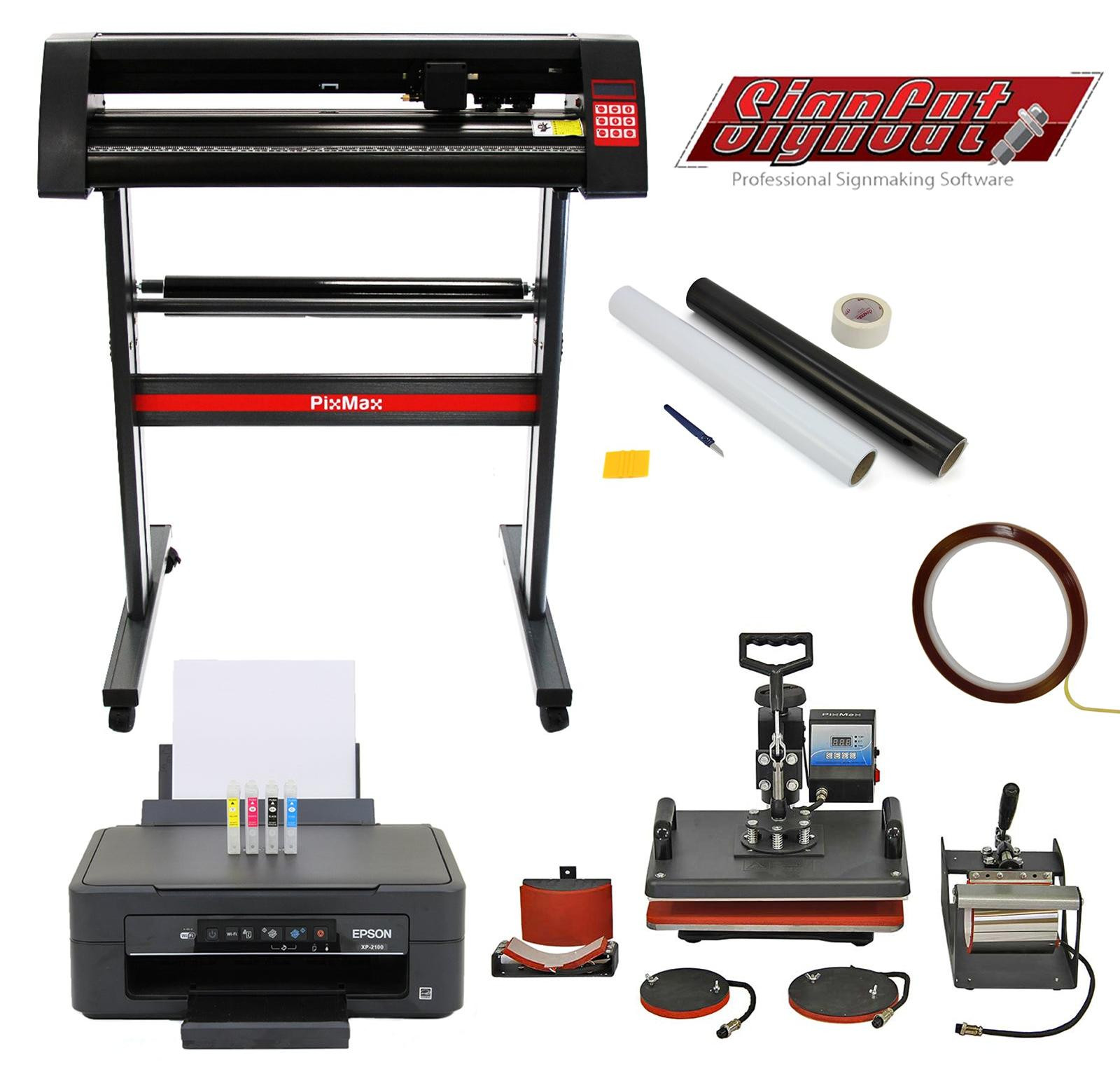 Monster Shop 5-in-1 warmtepers, vinylsnijmachine van 720 mm, printer en ontluchtingsset
