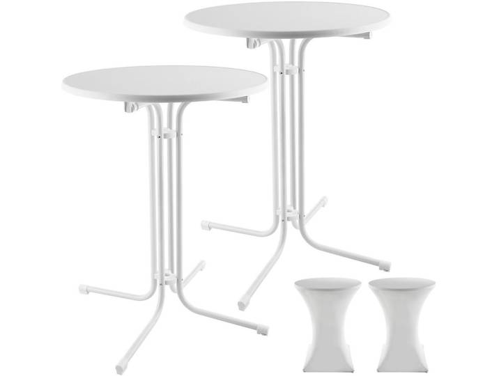 tectake Stehtisch Eren, bodenschonende Kunststofffüße & Ausgleichsschraube, weiß, Weiß, Sprichwort/Zitat, 90x110x90 cm, Esszimmer, Barmöbel, Bartische