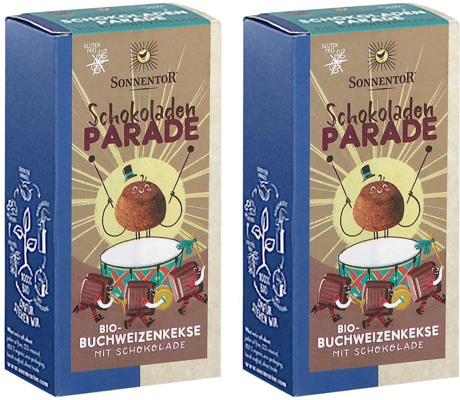 SONNENTOR Schokoladen Parade Bio Buchweizenkekse mit Schokolade 2x100g