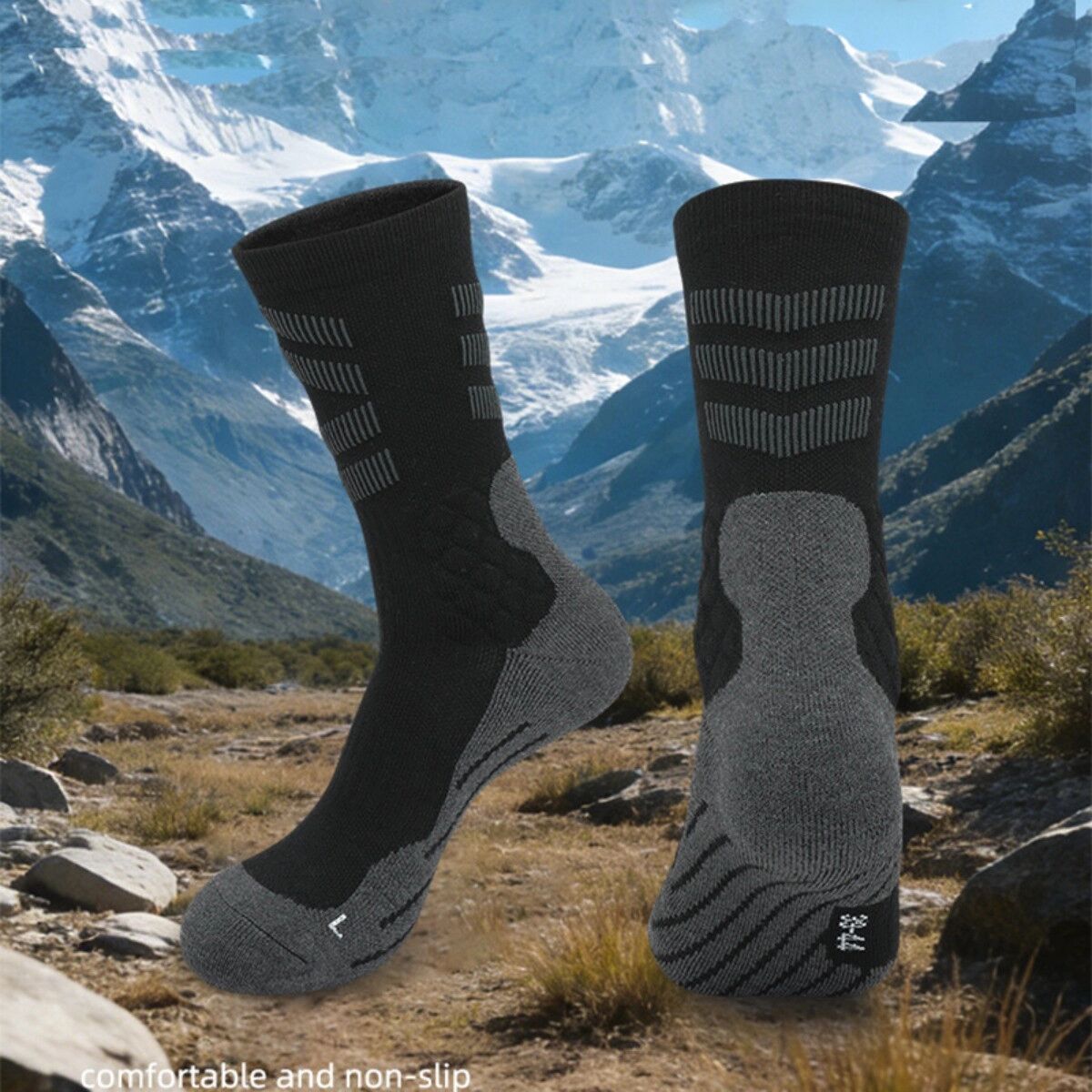 INF Anti-Rutsch Wadenhohe Socken (Schuhgröße 39-44) – Schnelltrocknendes, Atmungsaktives Wärmendes Wollmischgewebe für Wandern